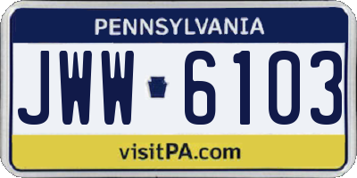 PA license plate JWW6103