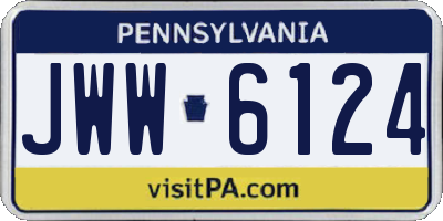 PA license plate JWW6124