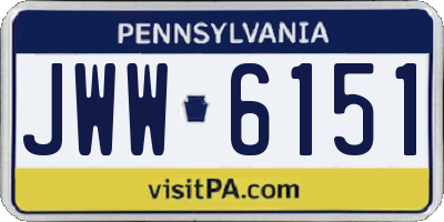 PA license plate JWW6151