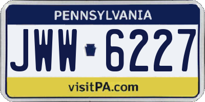 PA license plate JWW6227
