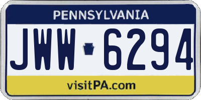 PA license plate JWW6294