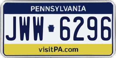 PA license plate JWW6296