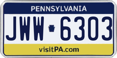 PA license plate JWW6303