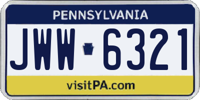 PA license plate JWW6321