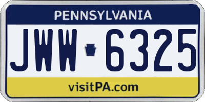 PA license plate JWW6325