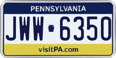 PA license plate JWW6350