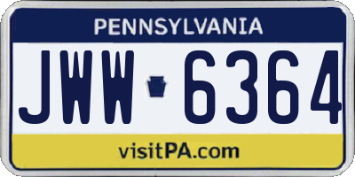 PA license plate JWW6364