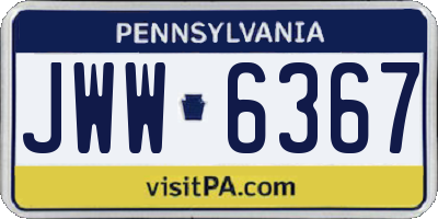 PA license plate JWW6367