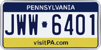 PA license plate JWW6401