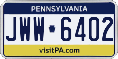 PA license plate JWW6402