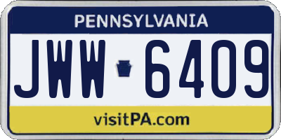 PA license plate JWW6409
