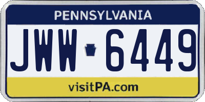 PA license plate JWW6449