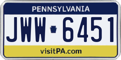 PA license plate JWW6451