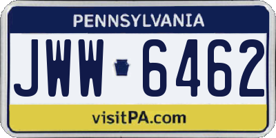 PA license plate JWW6462