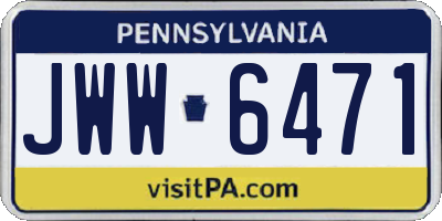 PA license plate JWW6471