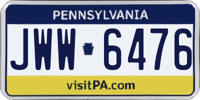 PA license plate JWW6476