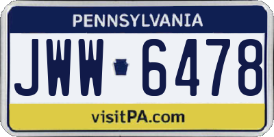 PA license plate JWW6478