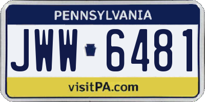 PA license plate JWW6481