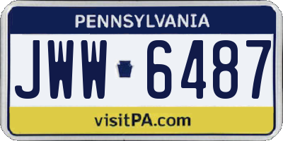 PA license plate JWW6487