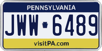 PA license plate JWW6489