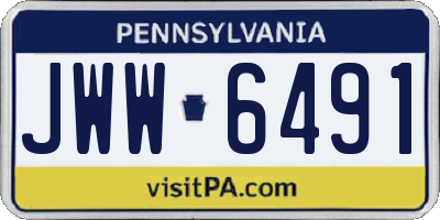 PA license plate JWW6491