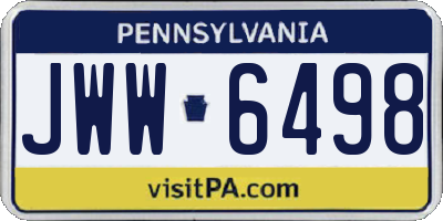 PA license plate JWW6498