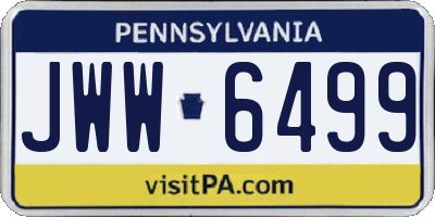 PA license plate JWW6499