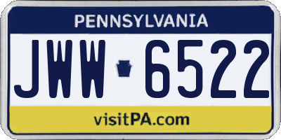 PA license plate JWW6522