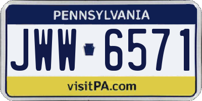 PA license plate JWW6571