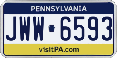 PA license plate JWW6593