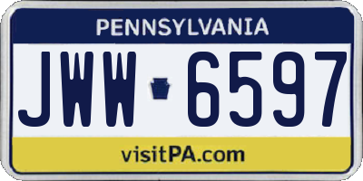 PA license plate JWW6597