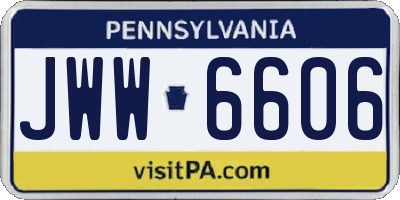 PA license plate JWW6606