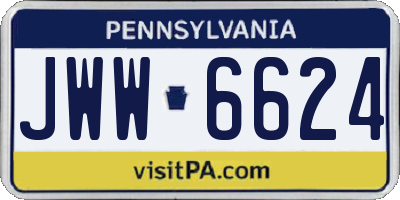PA license plate JWW6624