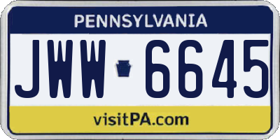 PA license plate JWW6645