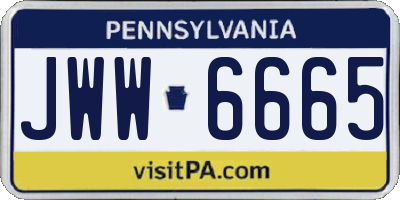 PA license plate JWW6665