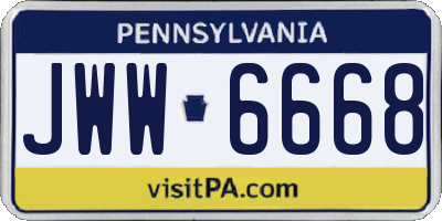 PA license plate JWW6668