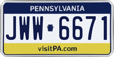 PA license plate JWW6671