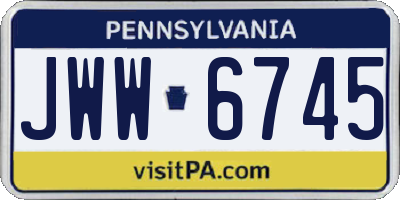 PA license plate JWW6745
