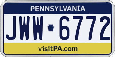 PA license plate JWW6772