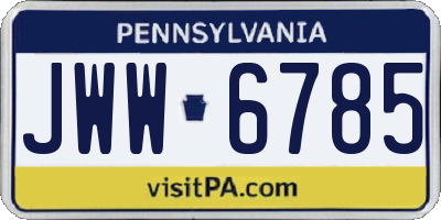 PA license plate JWW6785