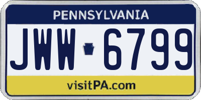 PA license plate JWW6799
