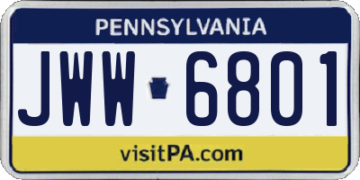 PA license plate JWW6801