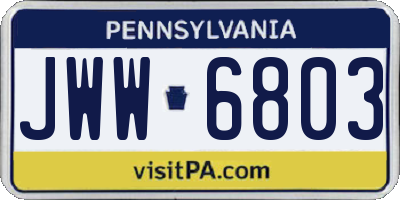 PA license plate JWW6803