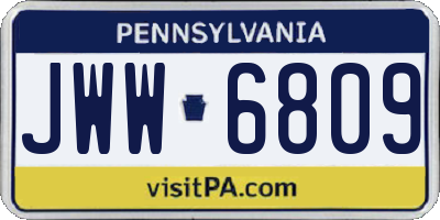 PA license plate JWW6809