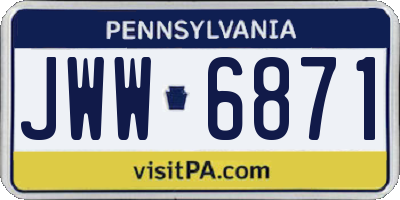 PA license plate JWW6871