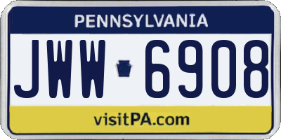 PA license plate JWW6908