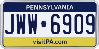 PA license plate JWW6909