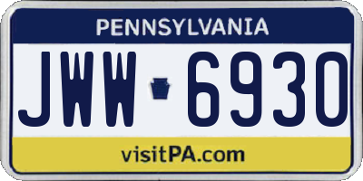 PA license plate JWW6930