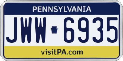 PA license plate JWW6935