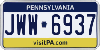 PA license plate JWW6937